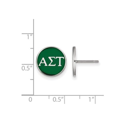 Sterling Silver Rhodium Plated Logoart Alpha Sigma Tau Sorority Greek Letters Color Enamel Post Earrings