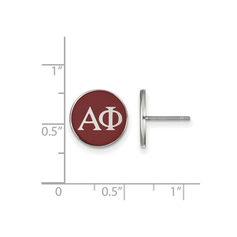Sterling Silver Rhodium Plated Logoart Alpha Phi Sorority Greek Letters Color Enamel Post Earrings