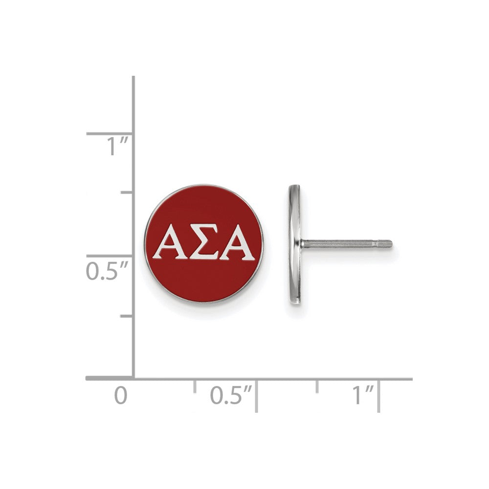 Sterling Silver Rhodium Plated Logoart Alpha Sigma Sorority Greek Letters Color Enamel Post Earrings