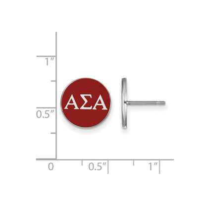 Sterling Silver Rhodium Plated Logoart Alpha Sigma Sorority Greek Letters Color Enamel Post Earrings