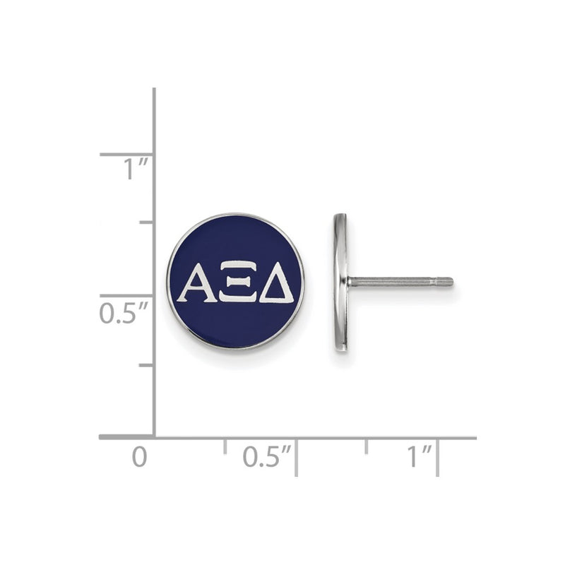 Sterling Silver Rhodium Plated Logoart Alpha Xi Delta Sorority Greek Letters Color Enamel Post Earrings