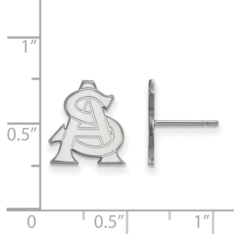 Sterling Silver Rhodium Plated Logoart Arizona State University A S Small Post Earrings