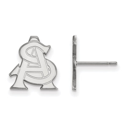 10K White Gold Logoart Arizona State University A S Small Post Earrings