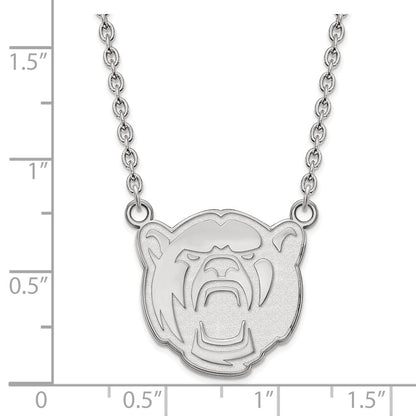 Sterling Silver Rhodium Plated Logoart Baylor University Large Pendant 18 Inch Necklace