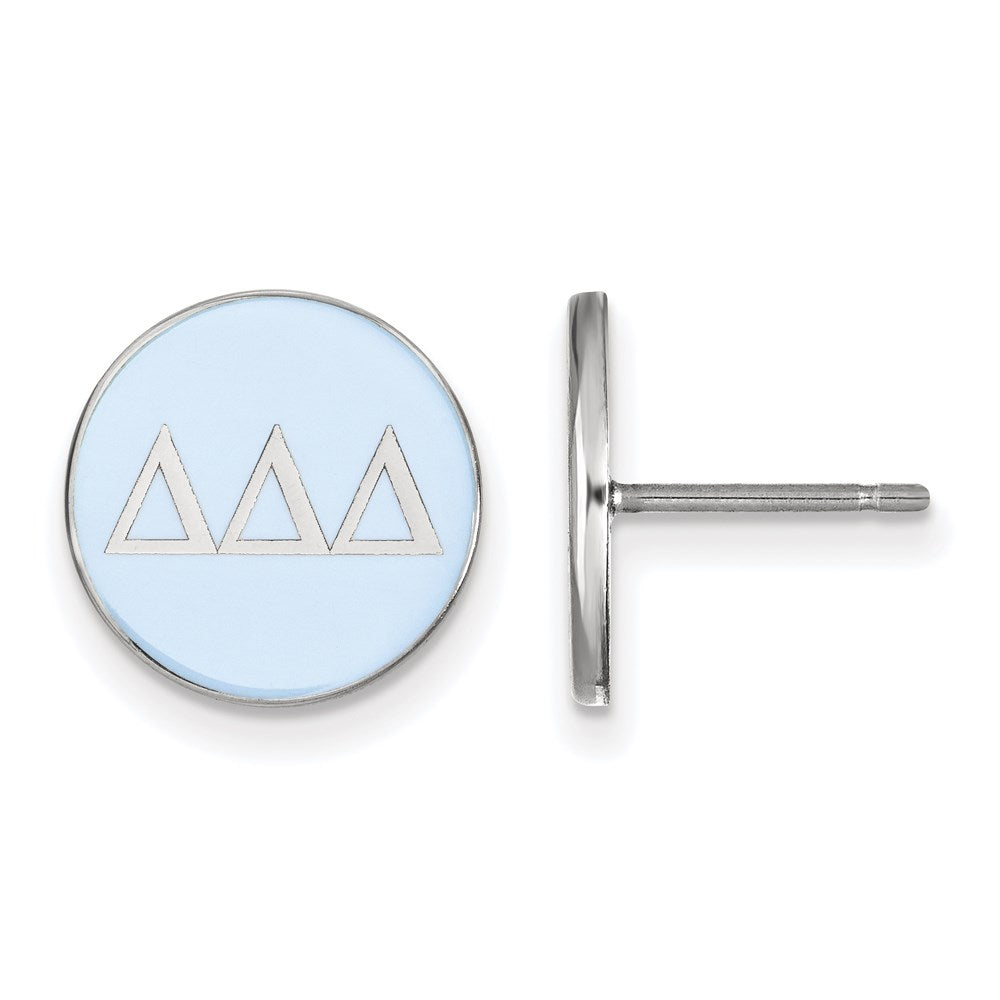 Sterling Silver Rhodium Plated Logoart Delta Sorority Greek Letters Color Enamel Post Earrings