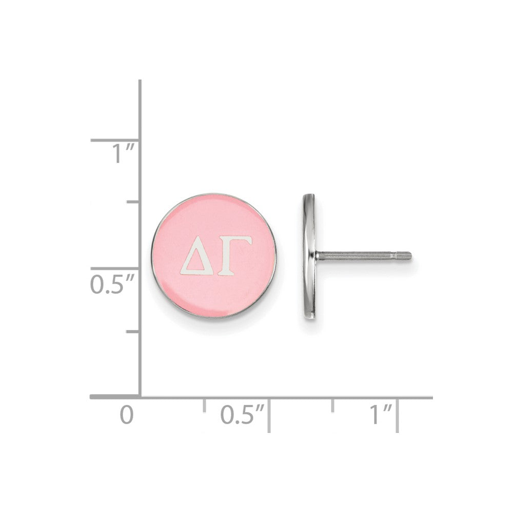 Sterling Silver Rhodium Plated Logoart Delta Gamma Sorority Greek Letters Color Enamel Post Earrings