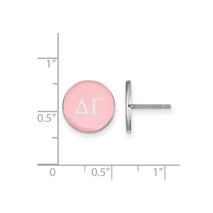 Sterling Silver Rhodium Plated Logoart Delta Gamma Sorority Greek Letters Color Enamel Post Earrings