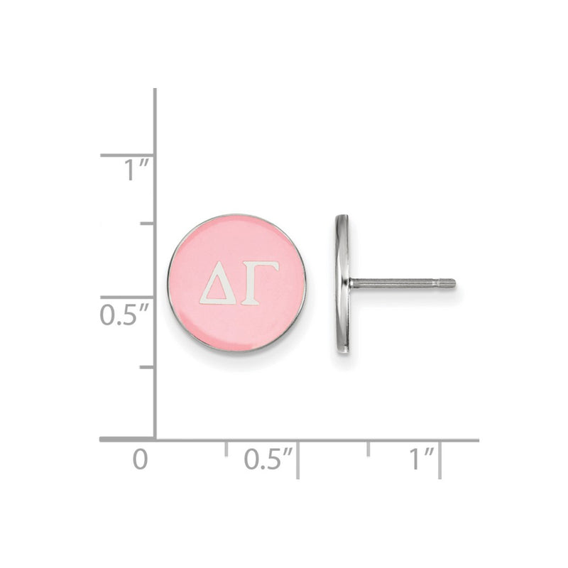 Sterling Silver Rhodium Plated Logoart Delta Gamma Sorority Greek Letters Color Enamel Post Earrings