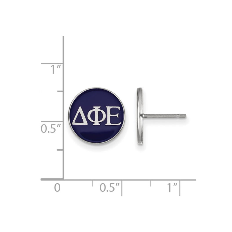 Sterling Silver Rhodium Plated Logoart Delta Phi Epsilon Sorority Greek Letters Color Enamel Post Earrings