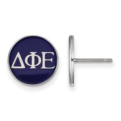 Sterling Silver Rhodium Plated Logoart Delta Phi Epsilon Sorority Greek Letters Color Enamel Post Earrings