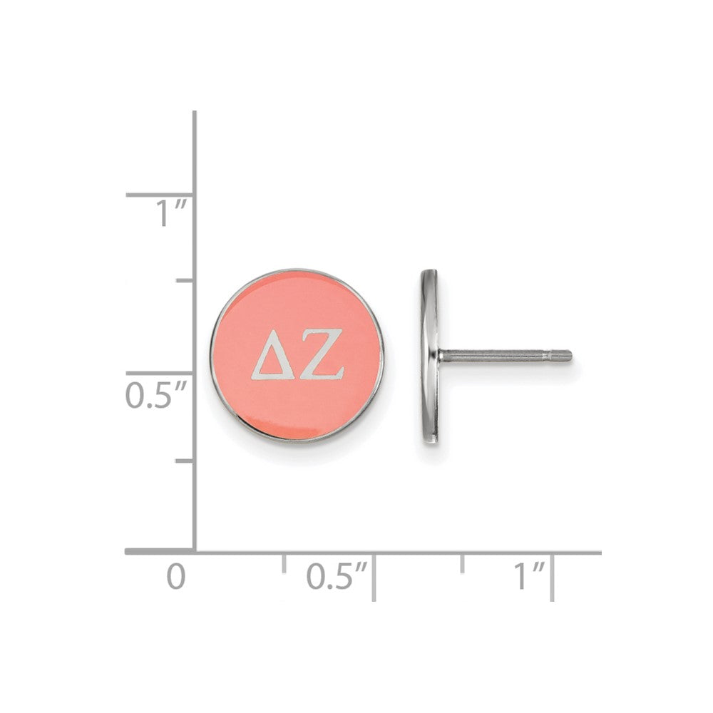 Sterling Silver Rhodium Plated Logoart Delta Zeta Sorority Greek Letters Color Enamel Post Earrings