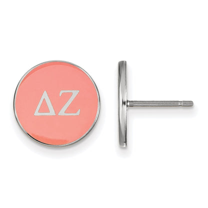 Sterling Silver Rhodium Plated Logoart Delta Zeta Sorority Greek Letters Color Enamel Post Earrings