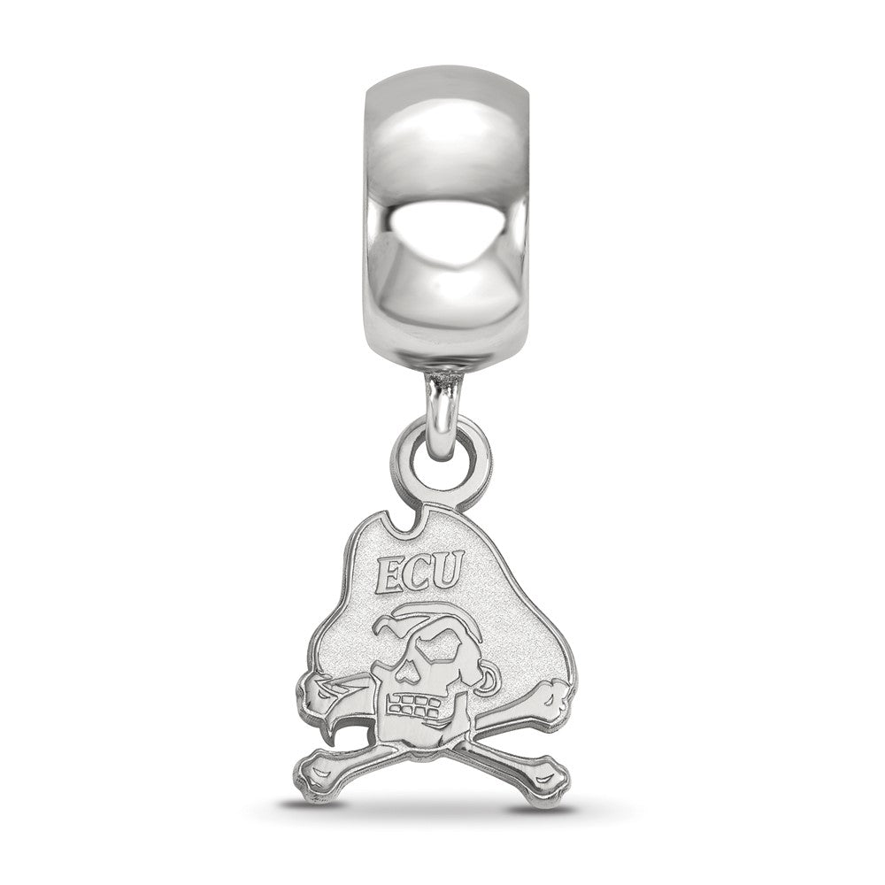 Sterling Silver Rhod-Pltd Logoart East Carolina U. Xs Dangle Bead