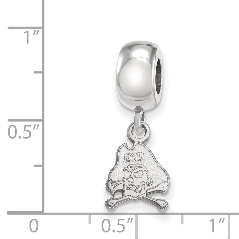 Sterling Silver Rhod-Pltd Logoart East Carolina U. Xs Dangle Bead