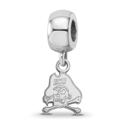 Sterling Silver Rhod-Pltd Logoart East Carolina U. Xs Dangle Bead