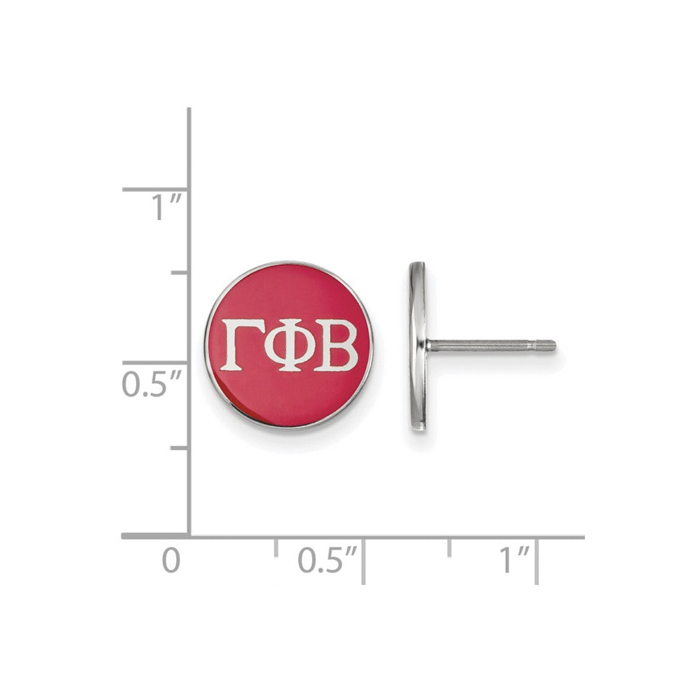 Sterling Silver Rhodium Plated Logoart Gamma Phi Beta Sorority Greek Letters Color Enamel Post Earrings