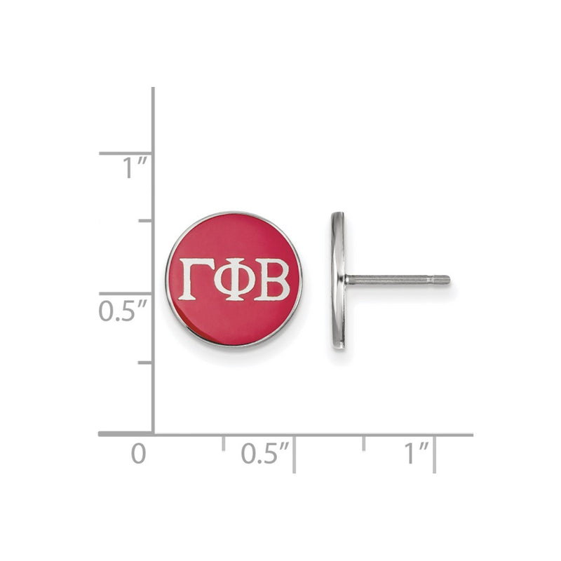 Sterling Silver Rhodium Plated Logoart Gamma Phi Beta Sorority Greek Letters Color Enamel Post Earrings