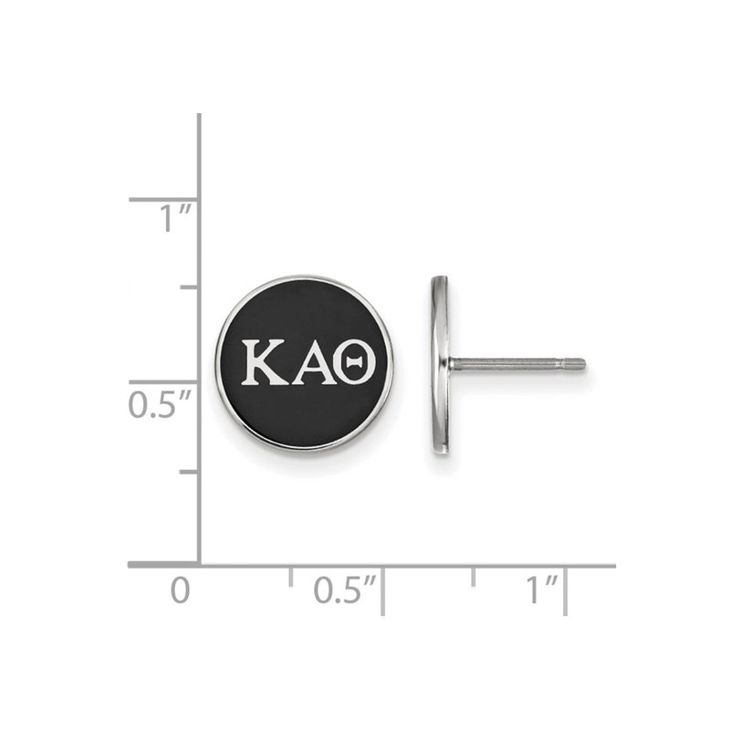 Sterling Silver Rhodium Plated Logoart Kappa Alpha Theta Sorority Greek Letters Color Enamel Post Earrings