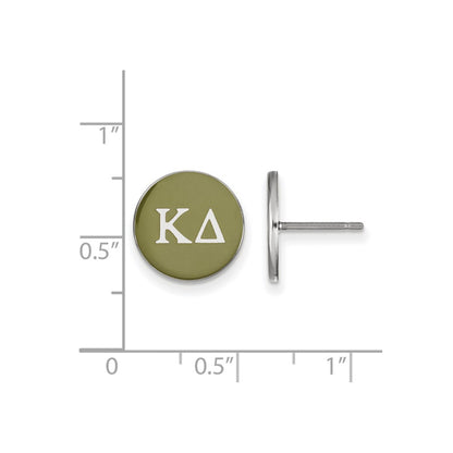Sterling Silver Rhodium Plated Logoart Kappa Delta Sorority Greek Letters Color Enamel Post Earrings