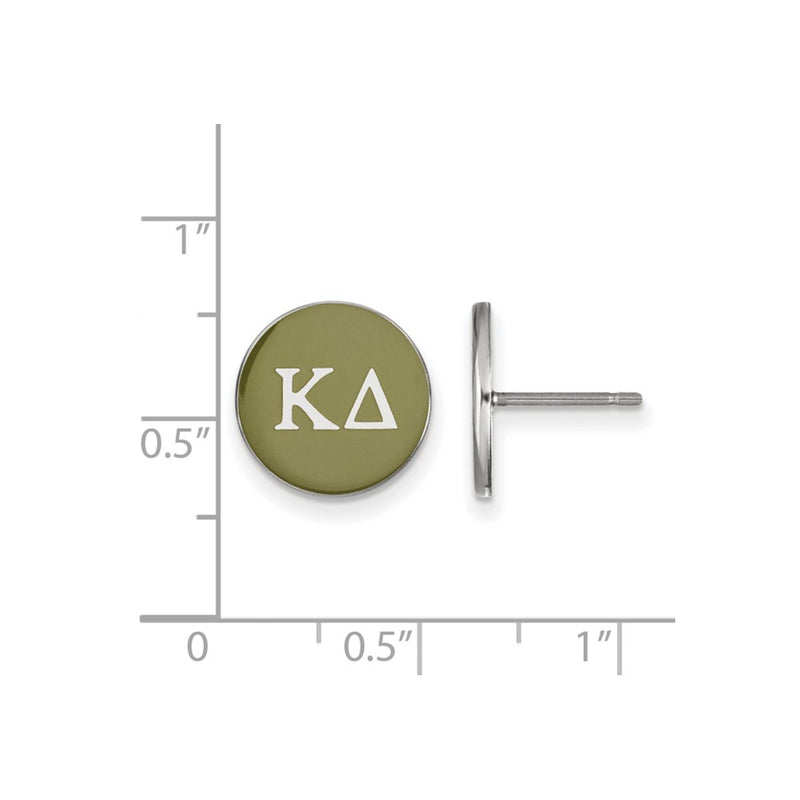 Sterling Silver Rhodium Plated Logoart Kappa Delta Sorority Greek Letters Color Enamel Post Earrings