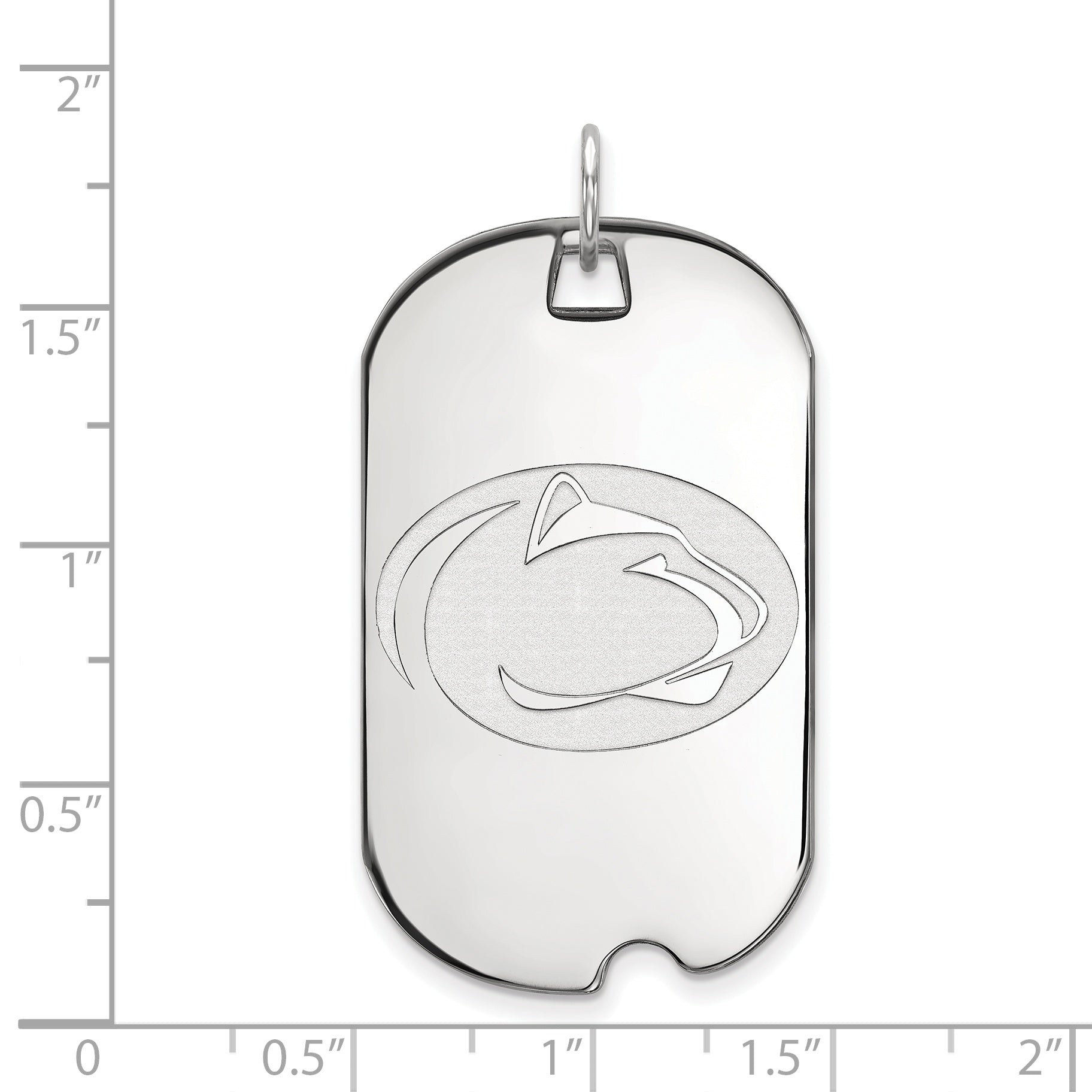 10K White Gold Logoart Penn State University Lion Large Dog Tag Pendant