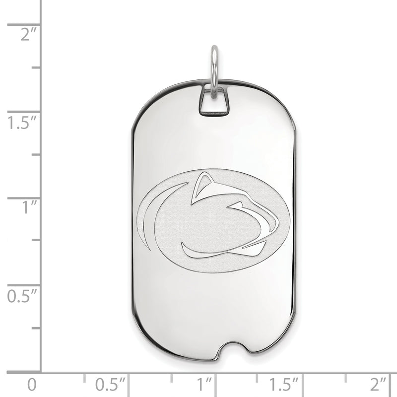 10K White Gold Logoart Penn State University Lion Large Dog Tag Pendant