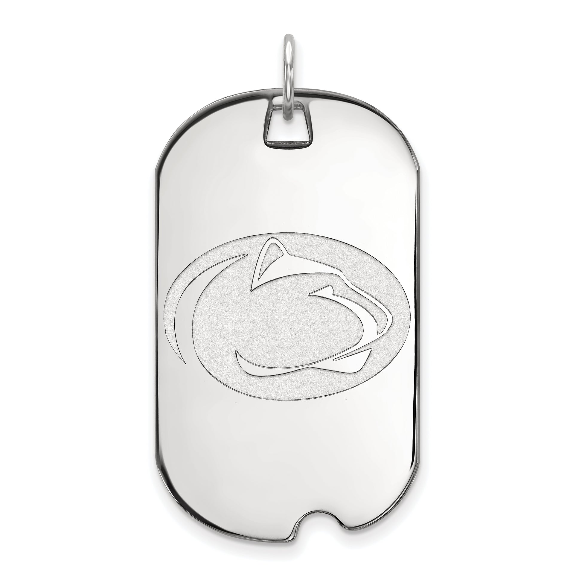 10K White Gold Logoart Penn State University Lion Large Dog Tag Pendant