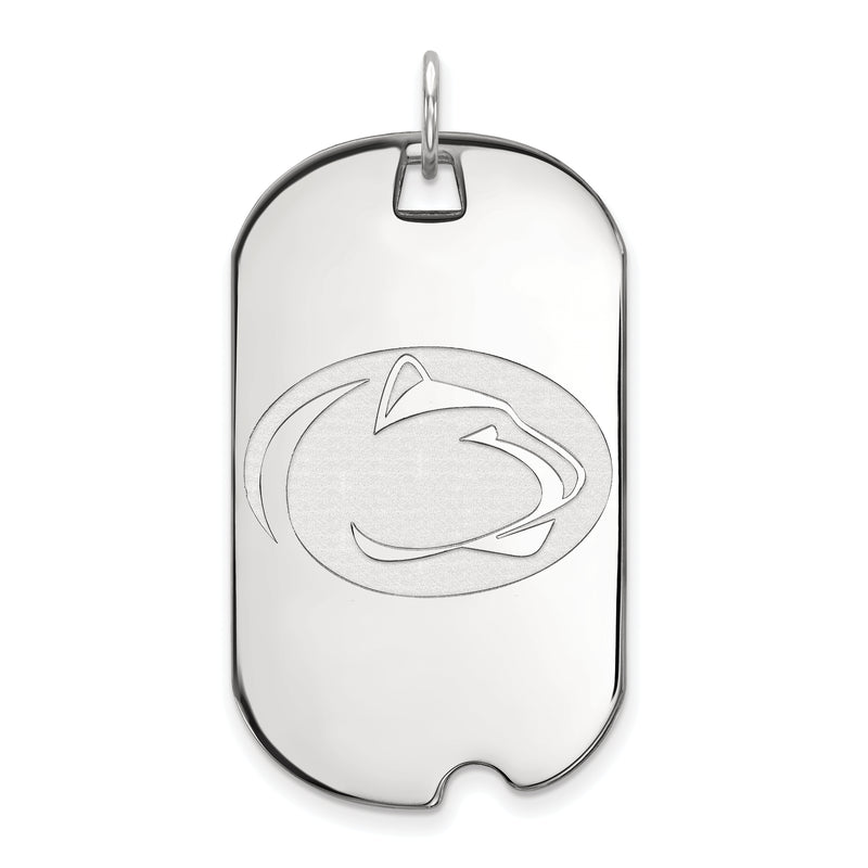 10K White Gold Logoart Penn State University Lion Large Dog Tag Pendant