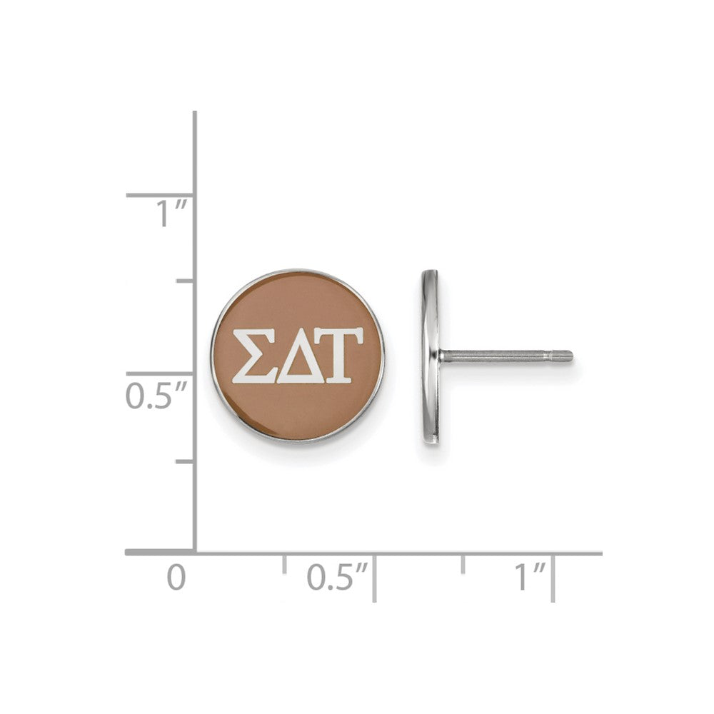 Sterling Silver Rhodium Plated Logoart Sigma Delta Tau Sorority Greek Letters Color Enamel Post Earrings