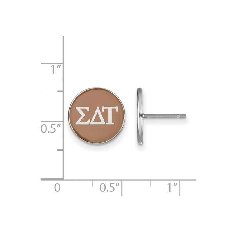 Sterling Silver Rhodium Plated Logoart Sigma Delta Tau Sorority Greek Letters Color Enamel Post Earrings