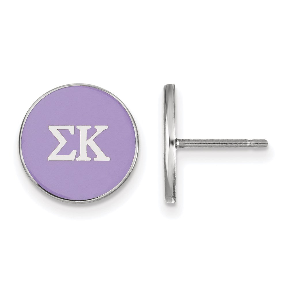 Sterling Silver Rhodium Plated Logoart Sigma Kappa Sorority Greek Letters Color Enamel Post Earrings