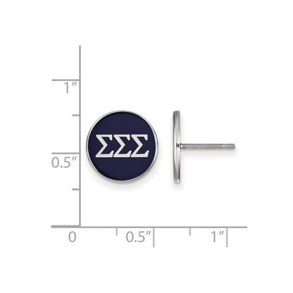 Sterling Silver Rhodium Plated Logoart Sigma Sorority Greek Letters Color Enamel Post Earrings
