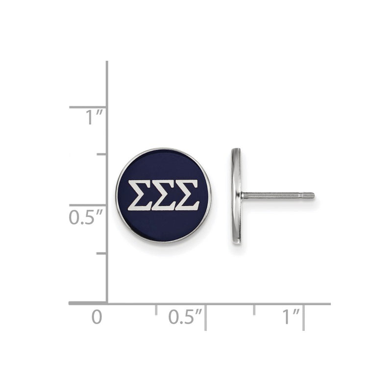 Sterling Silver Rhodium Plated Logoart Sigma Sorority Greek Letters Color Enamel Post Earrings