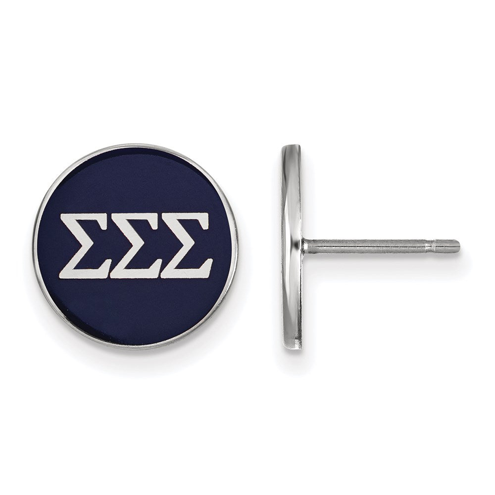 Sterling Silver Rhodium Plated Logoart Sigma Sorority Greek Letters Color Enamel Post Earrings