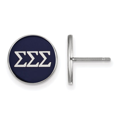 Sterling Silver Rhodium Plated Logoart Sigma Sorority Greek Letters Color Enamel Post Earrings