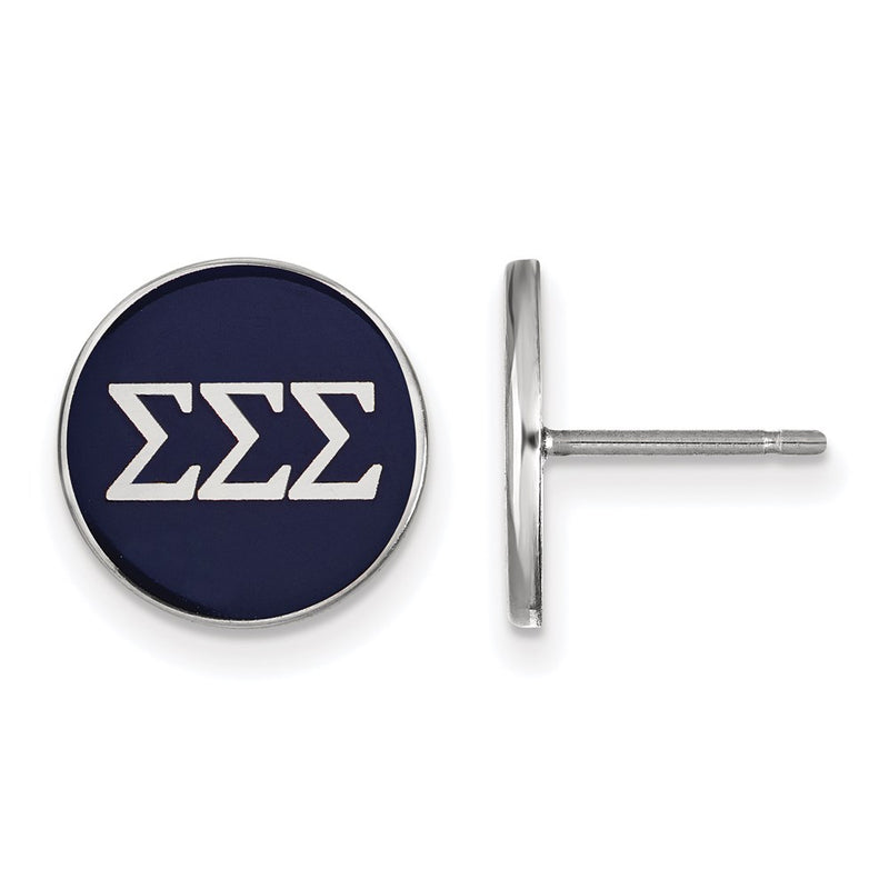 Sterling Silver Rhodium Plated Logoart Sigma Sorority Greek Letters Color Enamel Post Earrings