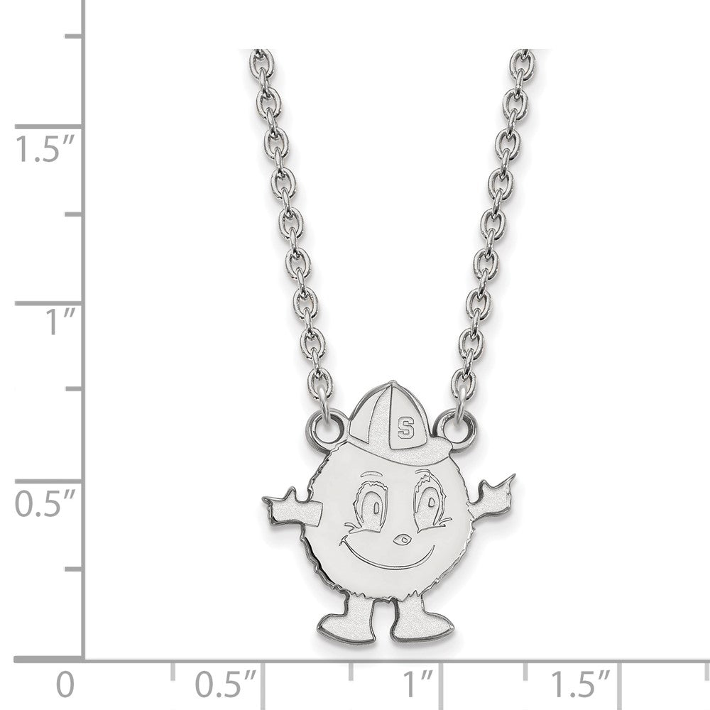 14K White Gold Logoart Syracuse University Mascot Large Pendant 18 Inch Necklace