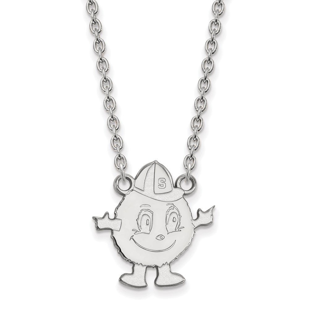 Sterling Silver Rhodium Plated Logoart Syracuse University Mascot Large Pendant 18 Inch Necklace