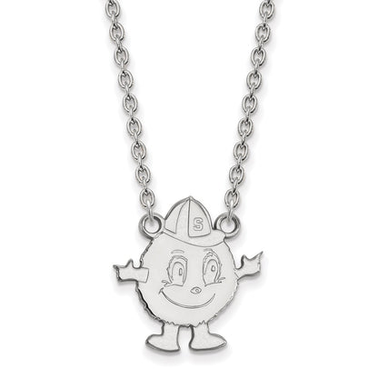 Sterling Silver Rhodium Plated Logoart Syracuse University Mascot Large Pendant 18 Inch Necklace