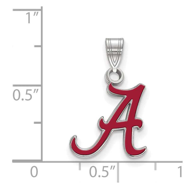 Sterling Silver Rhodium Plated Logoart University Of Alabama Letter A Small Enameled Pendant