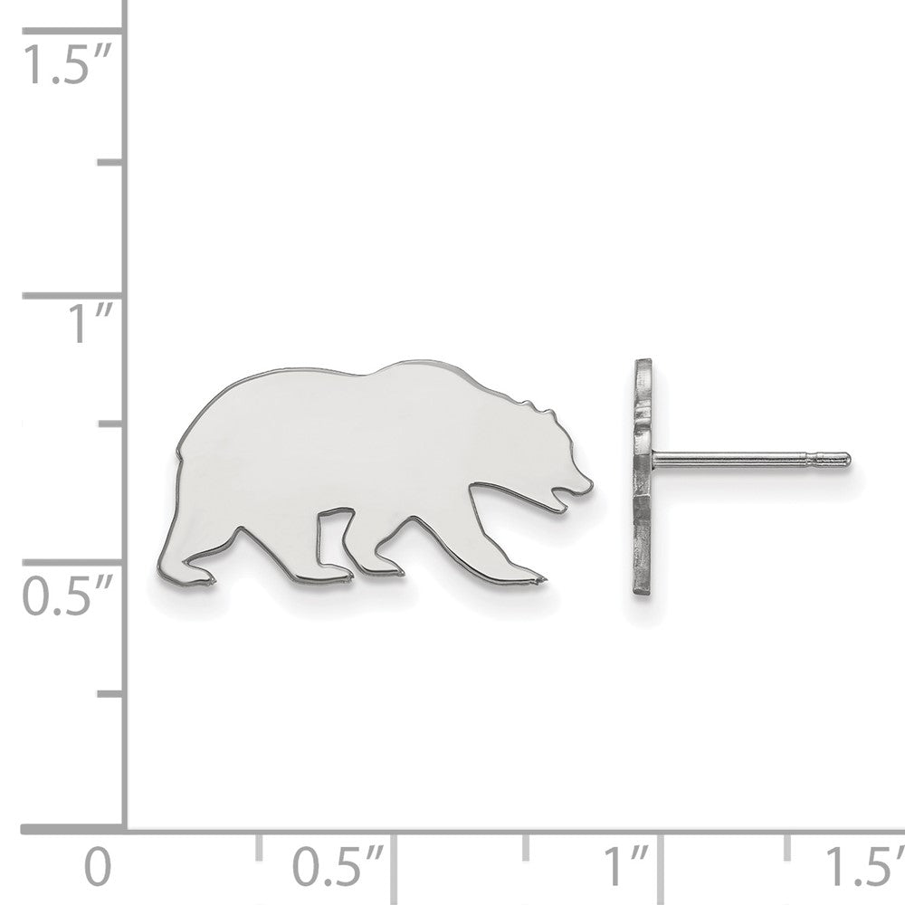 Sterling Silver Rhodium Plated Logoart University Of California Berkeley Bear Small Post Earrings
