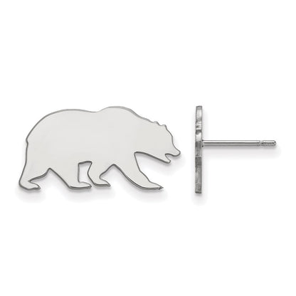 10K White Gold Logoart University Of California Berkeley Bear Small Post Earrings
