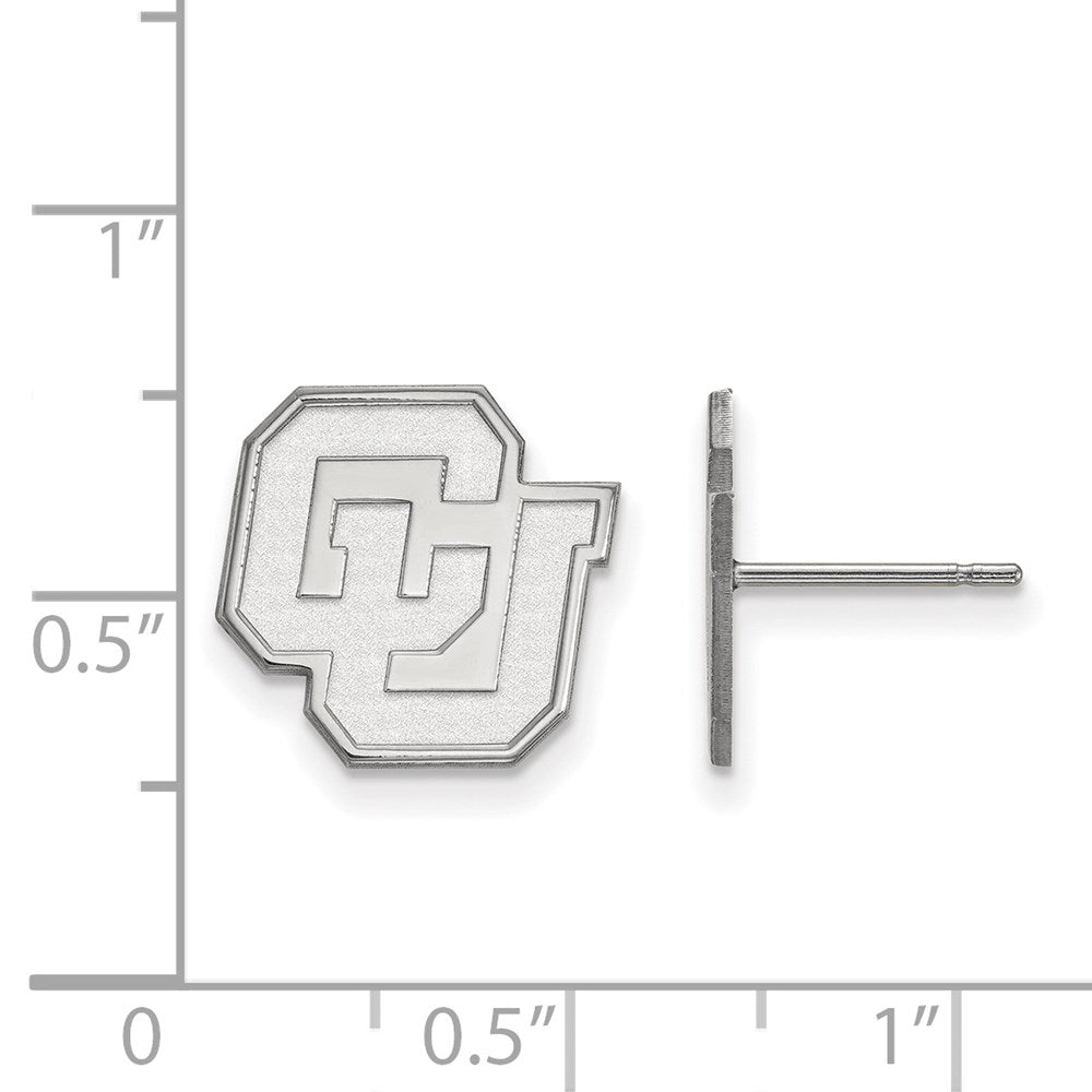 Sterling Silver Rhodium Plated Logoart University Of Colorado C U Small Post Earrings