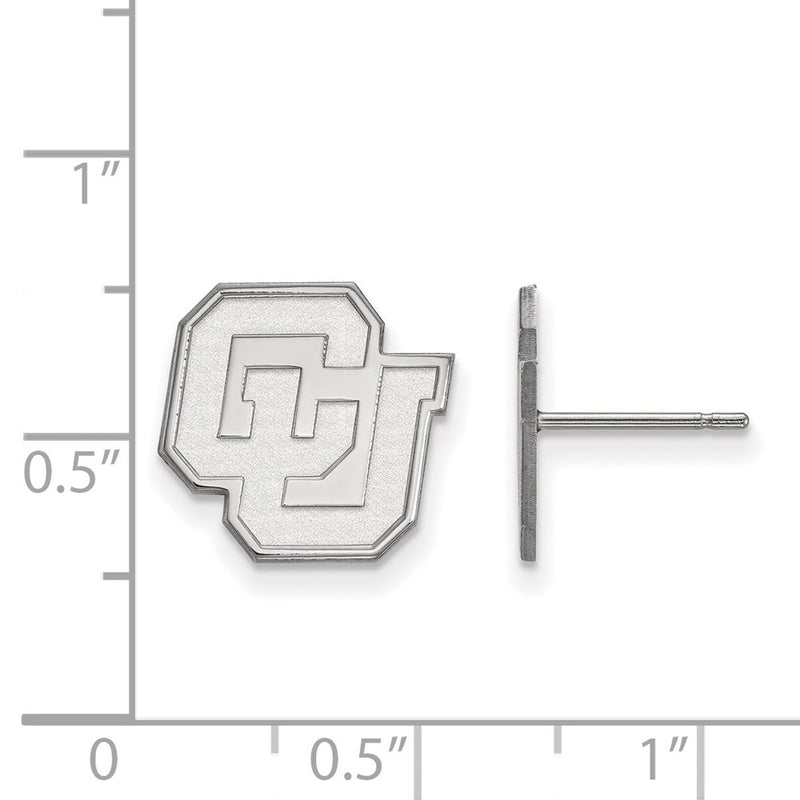 Sterling Silver Rhodium Plated Logoart University Of Colorado C U Small Post Earrings