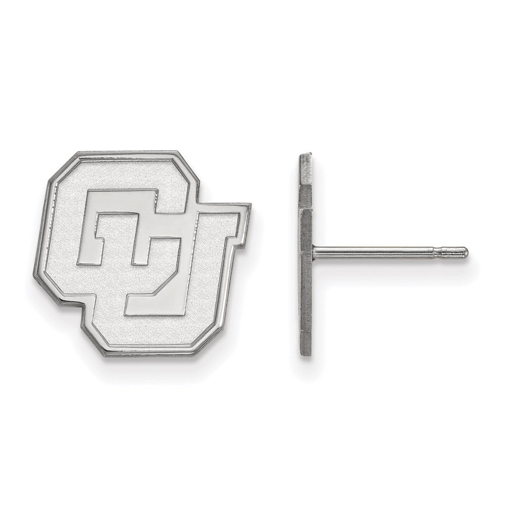 Sterling Silver Rhodium Plated Logoart University Of Colorado C U Small Post Earrings