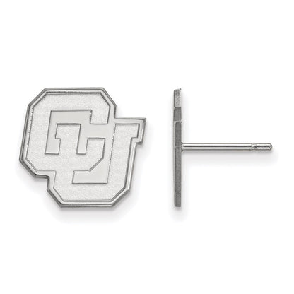 Sterling Silver Rhodium Plated Logoart University Of Colorado C U Small Post Earrings