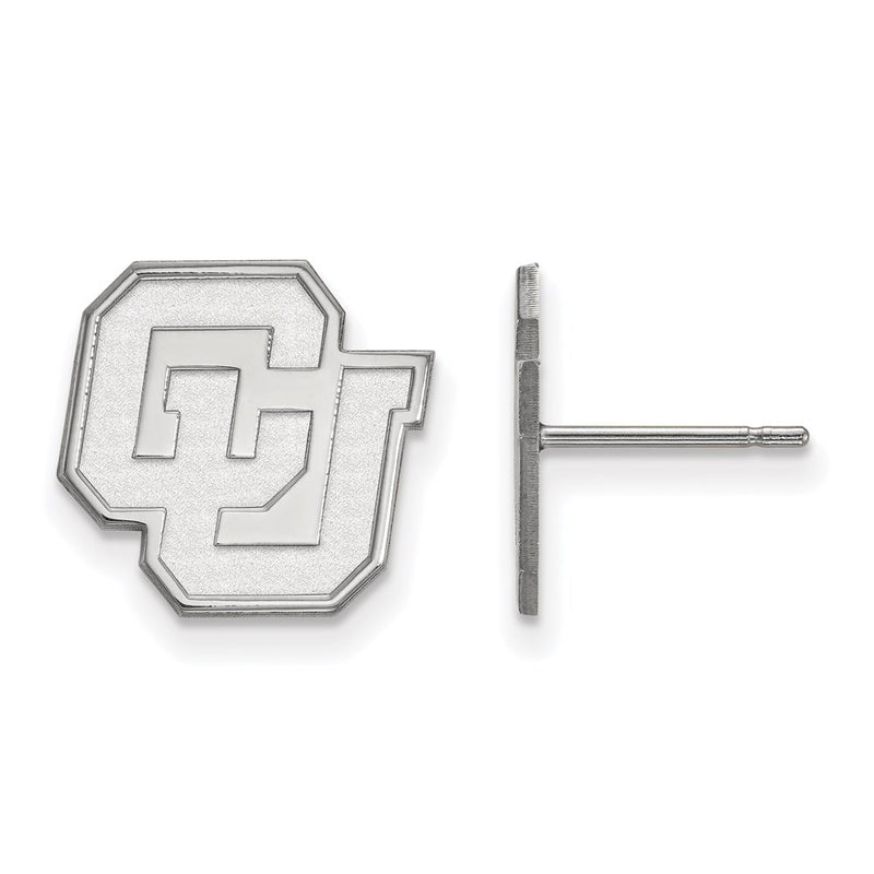 Sterling Silver Rhodium Plated Logoart University Of Colorado C U Small Post Earrings