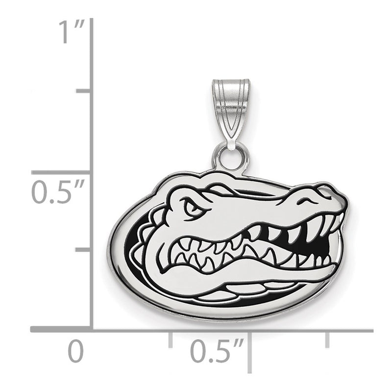Sterling Silver Rhodium Plated Logoart University Of Florida Gator Small Enameled Pendant