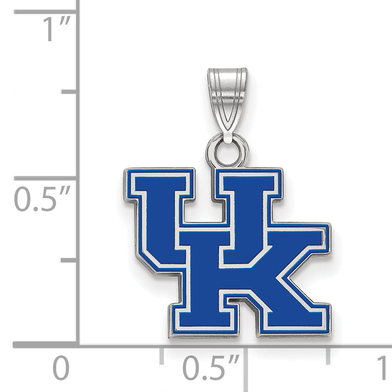 Sterling Silver Rhodium Plated Logoart University Of Kentucky U K Small Enameled Pendant