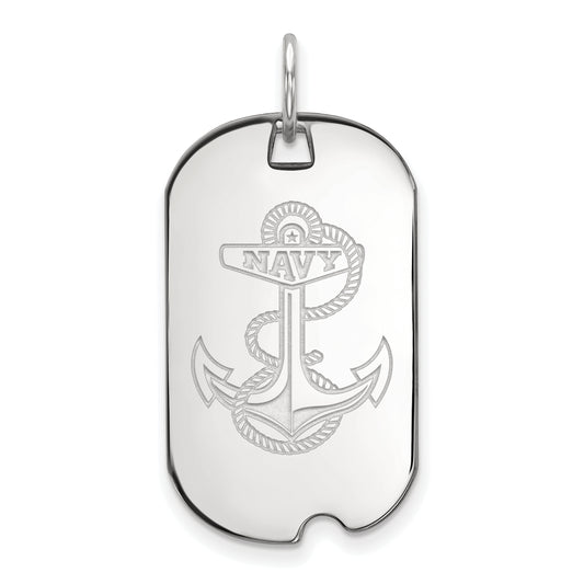 10K White Gold Logoart Us Naval Academy Anchor Small Dog Tag Pendant